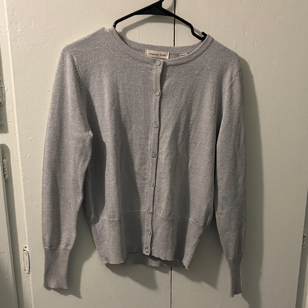 Amanda Smith Silver Cardigan Sweater